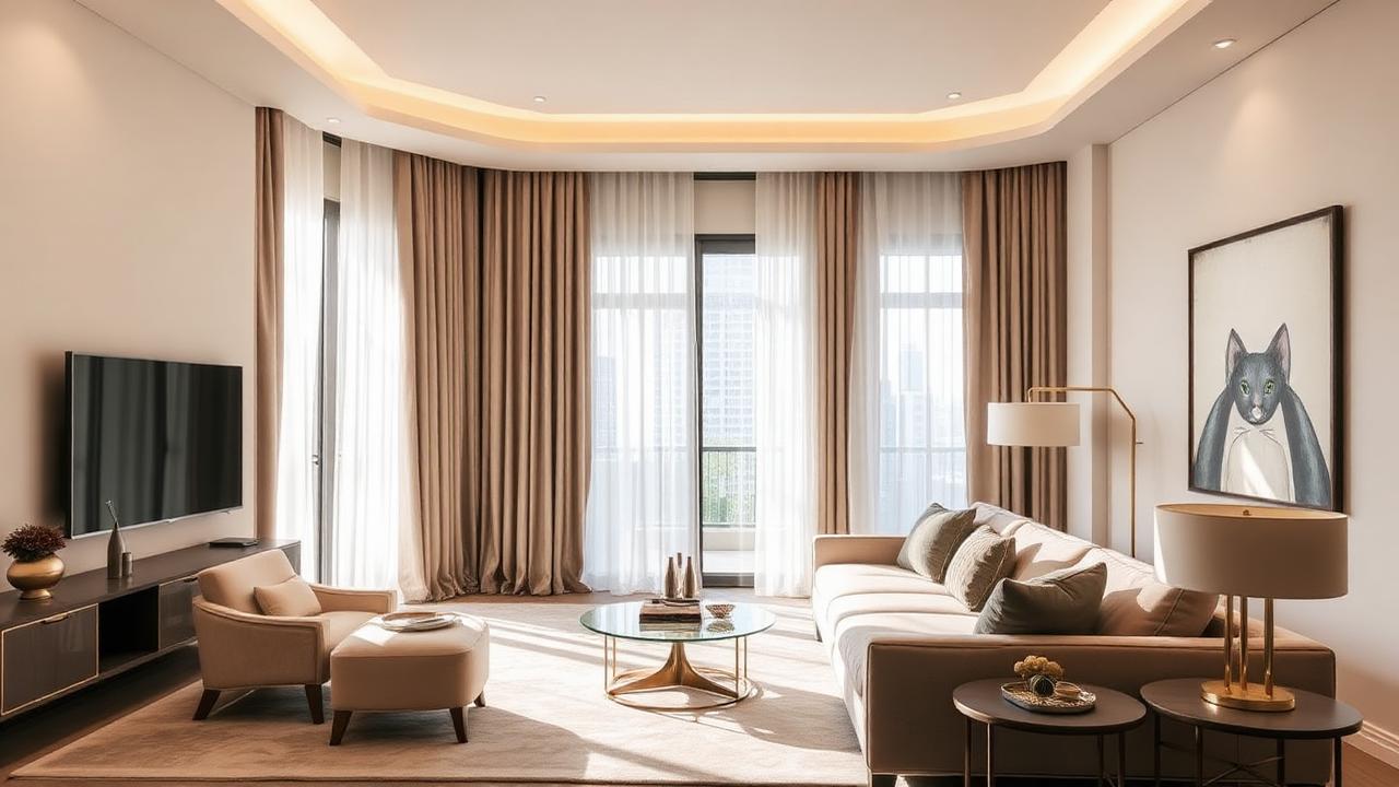 Cortinas sob medida em sala de apartamento em Belo Horizonte